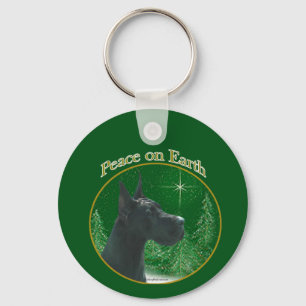 Great Dane (black) Peace Keychain