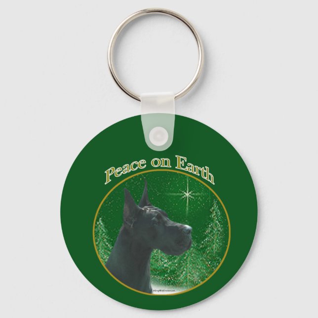 Great Dane (black) Peace Keychain (Front)