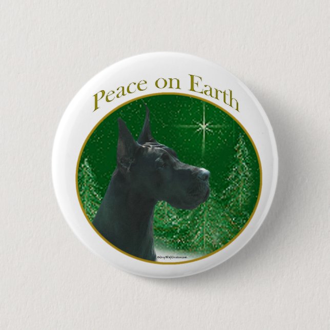 Great Dane (black) Peace Pinback Button (Front)
