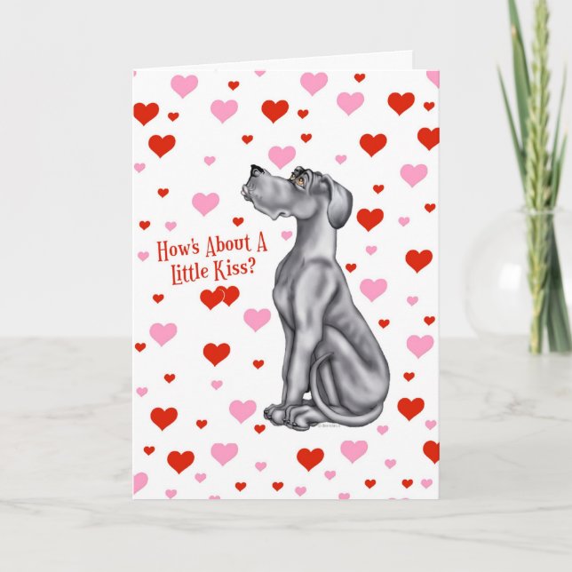 Great Dane Black UC Valentine's Day Kiss Holiday Card (Front)