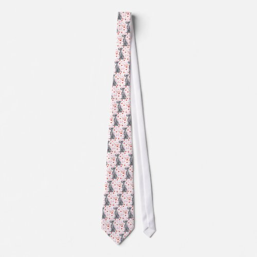 Great Dane Black Valentines Day Kiss Neck Tie