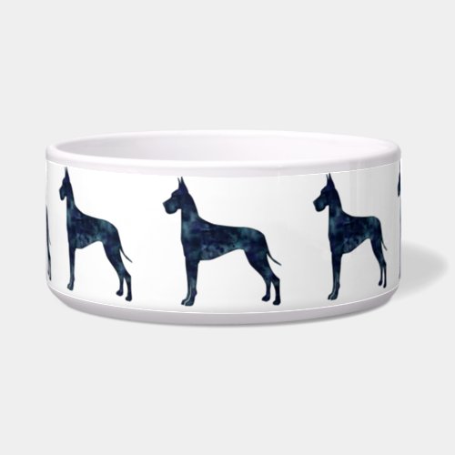 Great Dane Black Watercolor Silhouette Bowl