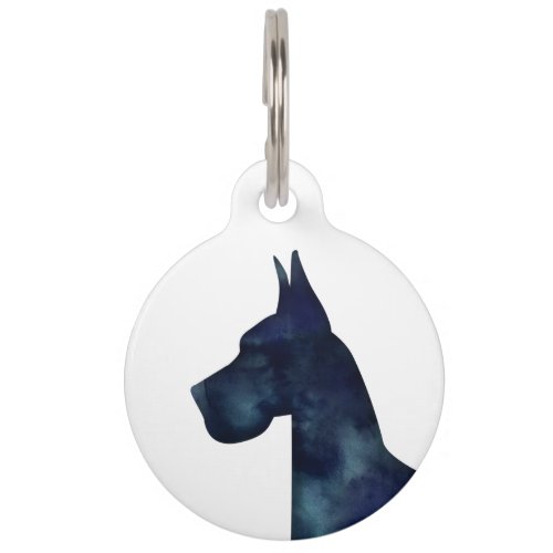 Great Dane Black Watercolor Silhouette Pet Tag