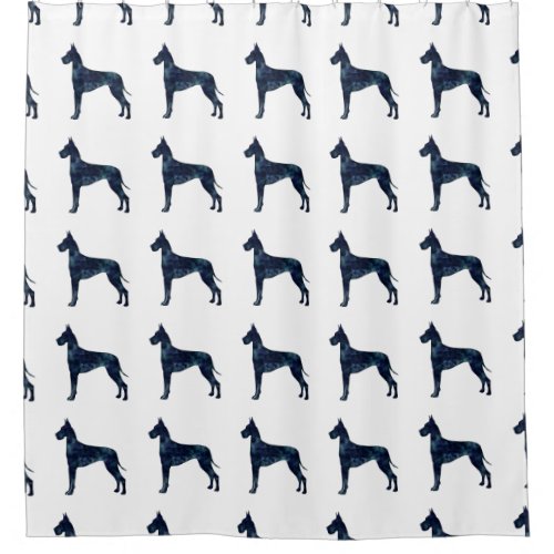 Great Dane Black Watercolor Silhouette Shower Curtain