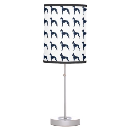 Great Dane Black Watercolor Silhouette Table Lamp