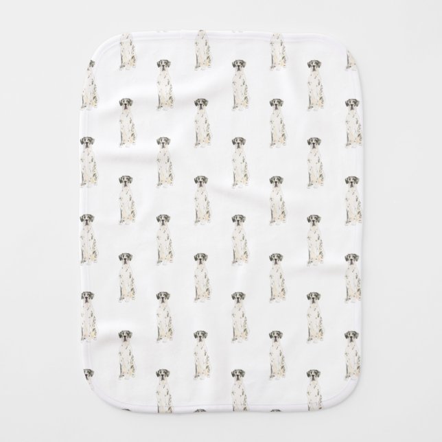 Great Dane (Black White Harlequin) Baby Burp Cloth (Front)