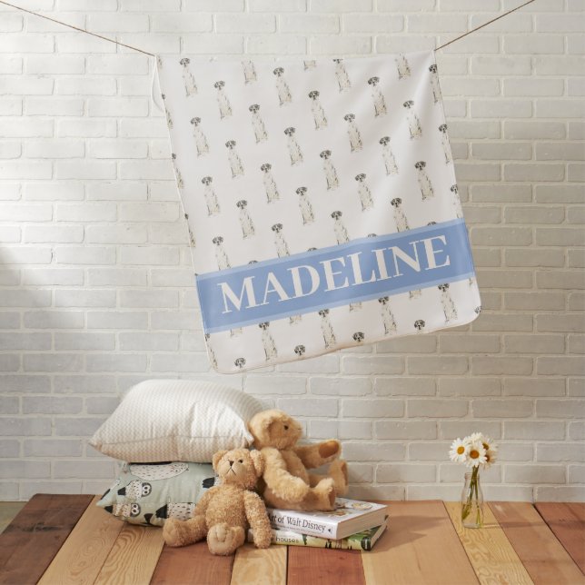 Great Dane (Black White Harlequin) Blue Baby Blanket (In Situ)