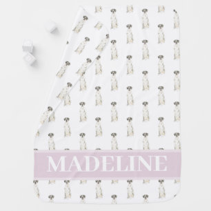Great Dane (Black White Harlequin) Pink Baby Blanket