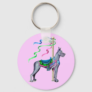 Great Dane Blue Carousel Keychain