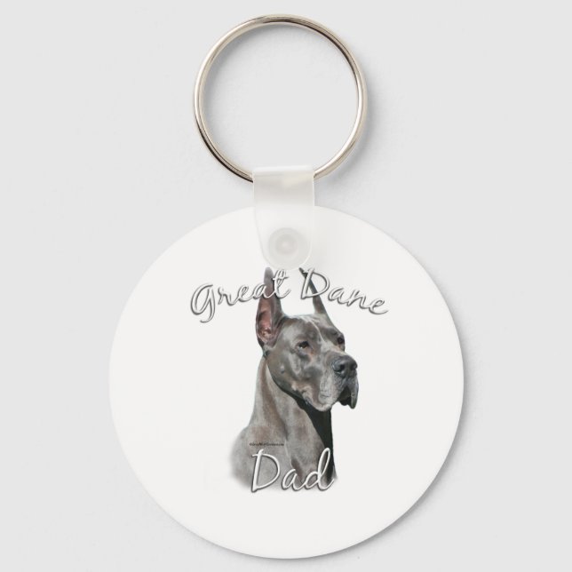 Great Dane (blue) Dad 2 Keychain (Front)