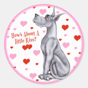 Great Dane Blue Kiss Classic Round Sticker