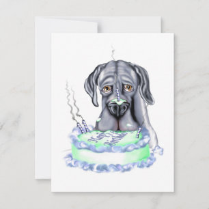Great Dane Blue UC Birthday Cake Face Invitation