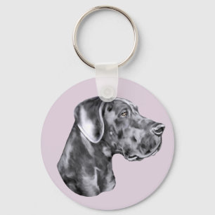 Great Dane Blue Uncropped Keychain