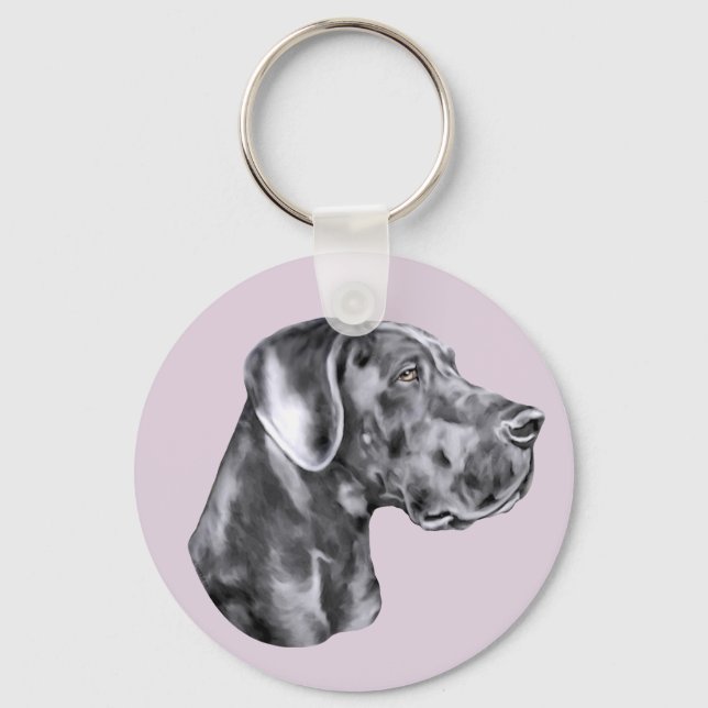 Great Dane Blue Uncropped Keychain (Front)