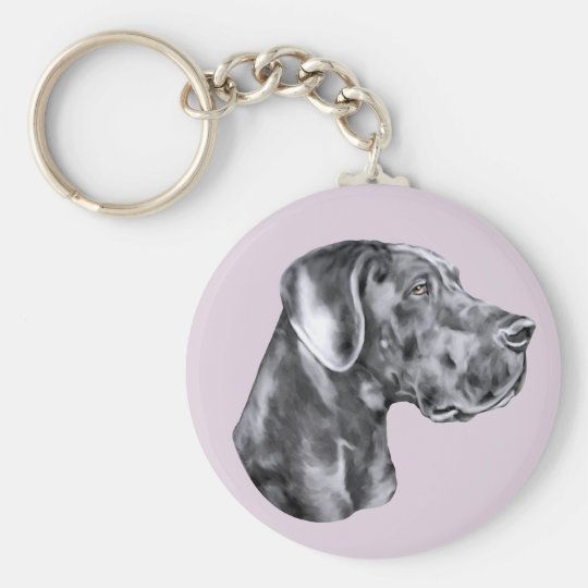 Great Dane Blue Uncropped Keychain