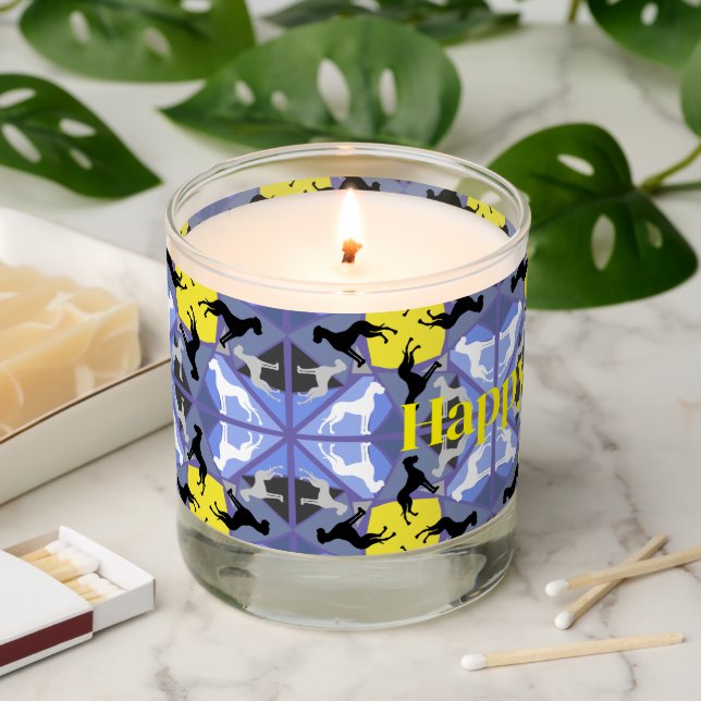 Great Dane Blue Yellow Pattern  Scented Candle (Lit)