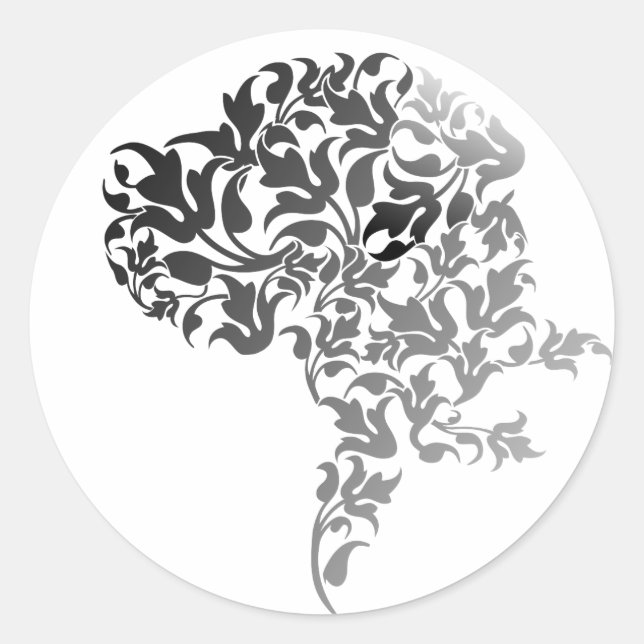 Great Dane Botanical Leaf Silhouette Classic Round Sticker (Front)