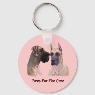 Great Dane Breast Cancer Keychain