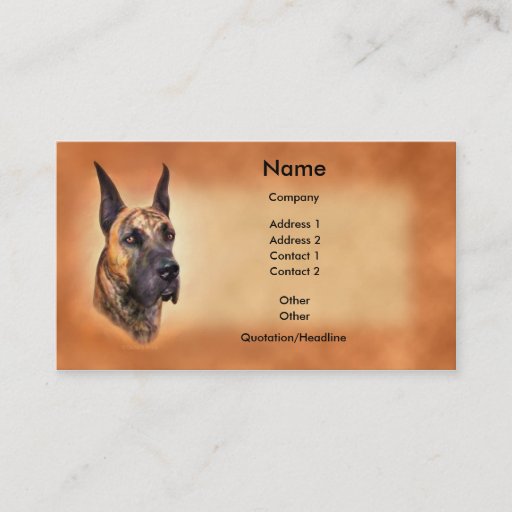 Customizable Great Dane Brindle Crop Business Card