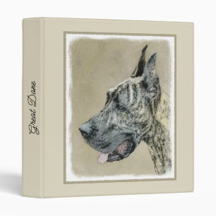 Great Dane (Brindle) Painting - Original Dog Art 3 Ring Binder