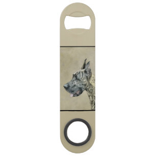 Great Dane (Brindle) Painting - Original Dog Art Bar Key