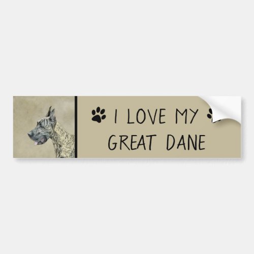 Great Dane Brindle Painting _ Original Dog Art Bumper Sticker