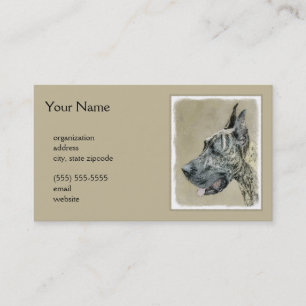 Great Dane (Brindle) Painting - Original Dog Art Business Card