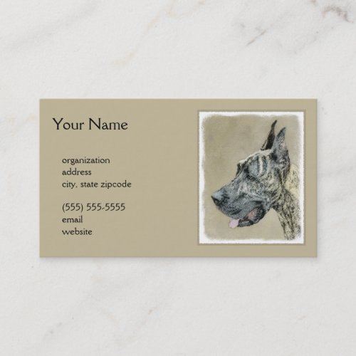 Great Dane Brindle Painting _ Original Dog Art Business Card