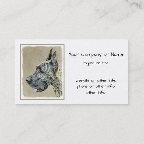 Great Dane Brindle Painting _ Original Dog Art Business Card