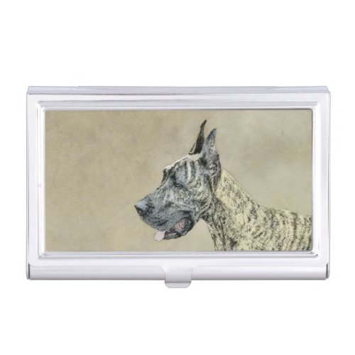 Great Dane Brindle Painting _ Original Dog Art Business Card Case