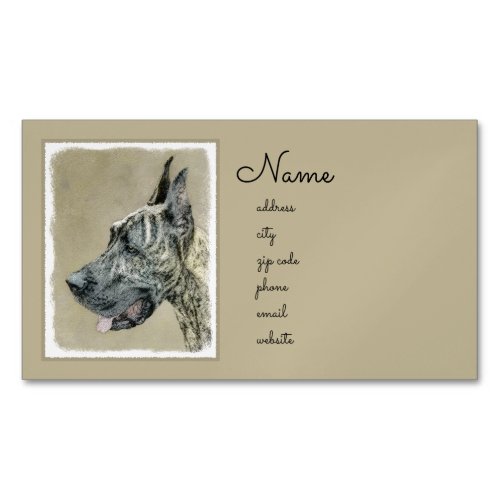 Great Dane Brindle Painting _ Original Dog Art Business Card Magnet