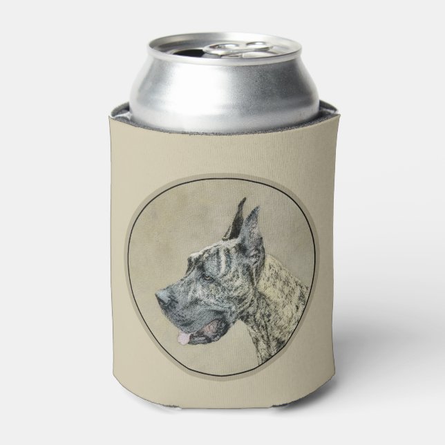 Great Dane (Brindle) Painting - Original Dog Art Can Cooler (Can Front)