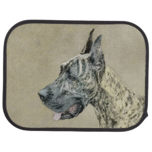 Great Dane (Brindle) Painting - Original Dog Art Car Floor Mat