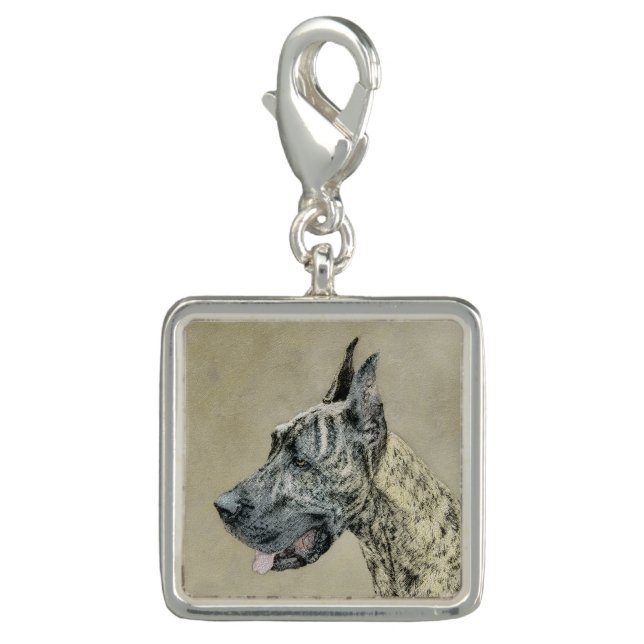 Great Dane (Brindle) Painting - Original Dog Art Charm (Front)