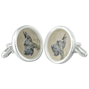 Great Dane (Brindle) Painting - Original Dog Art Cufflinks