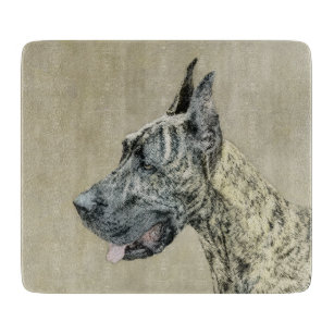 Great Dane (Brindle) Painting - Original Dog Art Cutting Board