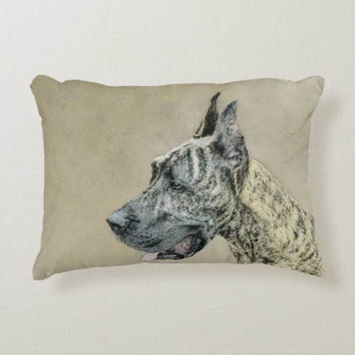 Great Dane Brindle Painting _ Original Dog Art Decorative Pillow