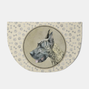 Great Dane (Brindle) Painting - Original Dog Art Doormat