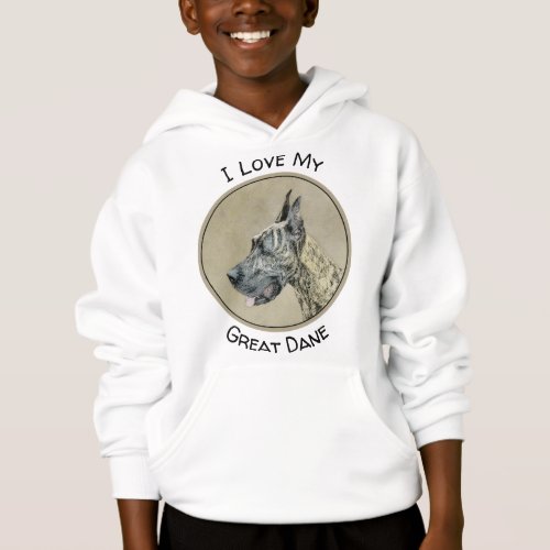 Great Dane Brindle Painting _ Original Dog Art Hoodie