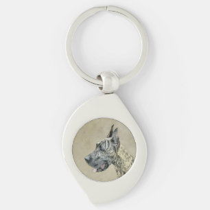 Great Dane (Brindle) Painting - Original Dog Art Keychain