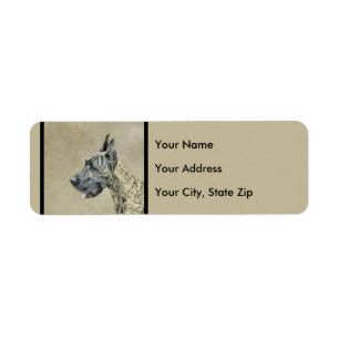 Great Dane (Brindle) Painting - Original Dog Art Label