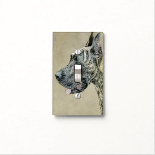 Great Dane (Brindle) Painting - Original Dog Art Light Switch Cover
