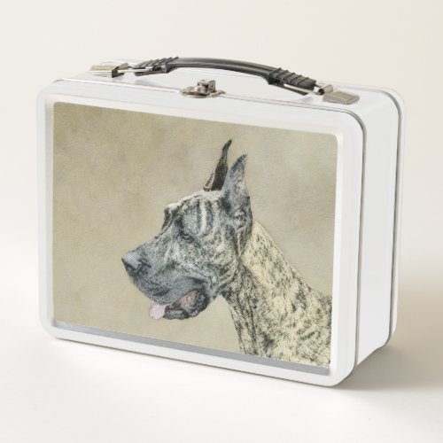Great Dane Brindle Painting _ Original Dog Art Metal Lunch Box