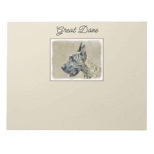 Great Dane Brindle Painting _ Original Dog Art Notepad