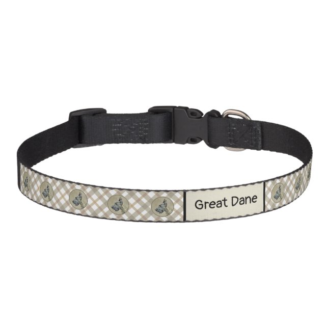 Great Dane (Brindle) Painting - Original Dog Art Pet Collar (Front)