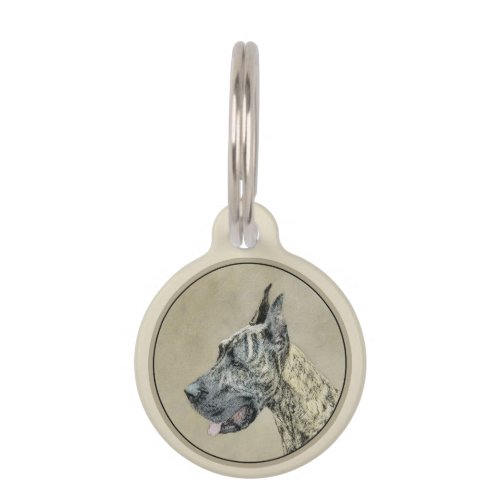 Great Dane Brindle Painting _ Original Dog Art Pet ID Tag