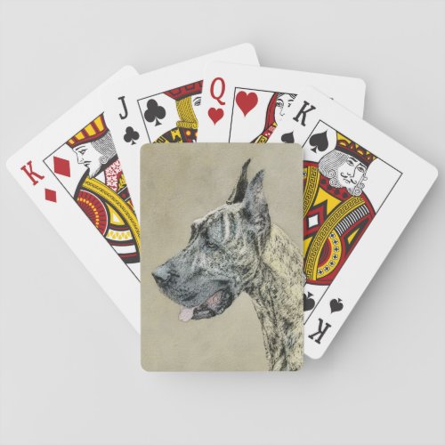 Great Dane Brindle Painting _ Original Dog Art Playing Cards