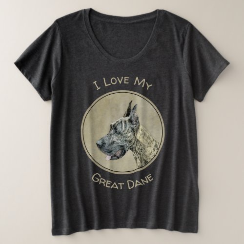Great Dane Brindle Painting _ Original Dog Art Plus Size T_Shirt