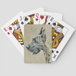 Great Dane (Brindle) Painting - Original Dog Art Poker Cards