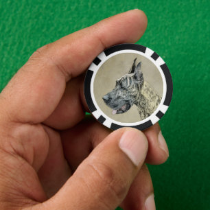 Great Dane (Brindle) Painting - Original Dog Art Poker Chips